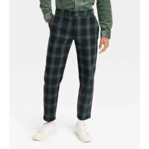 Houston White Adult Plaid Tailored Suit Pants - Green 38x30 Measure 38x28